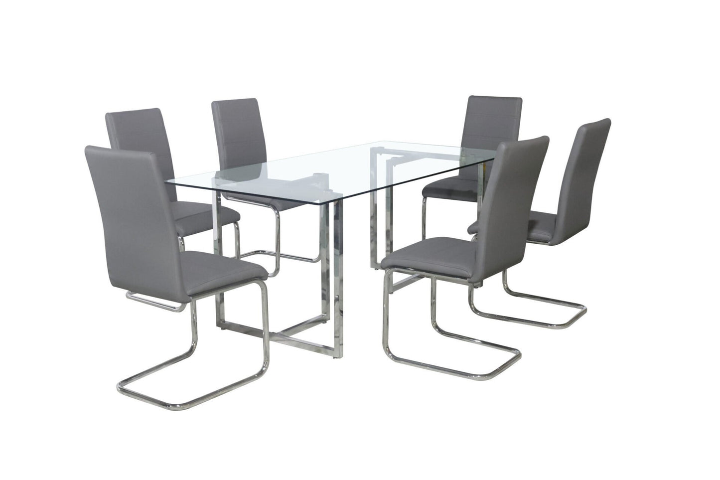Dining Set Zuri 6 Chairs Grey