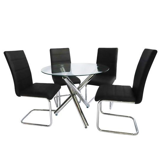 Dining Set Grace 4 Chairs Black