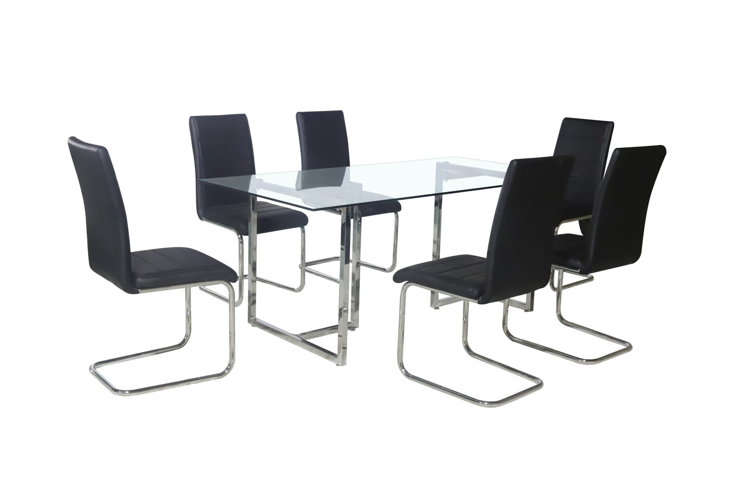 Dining Set Zuri 6 Chairs Black