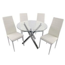 Dining Set Abby 4 Chairs White