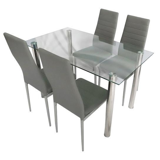 Dining Set Sophi 4 Chairs Grey