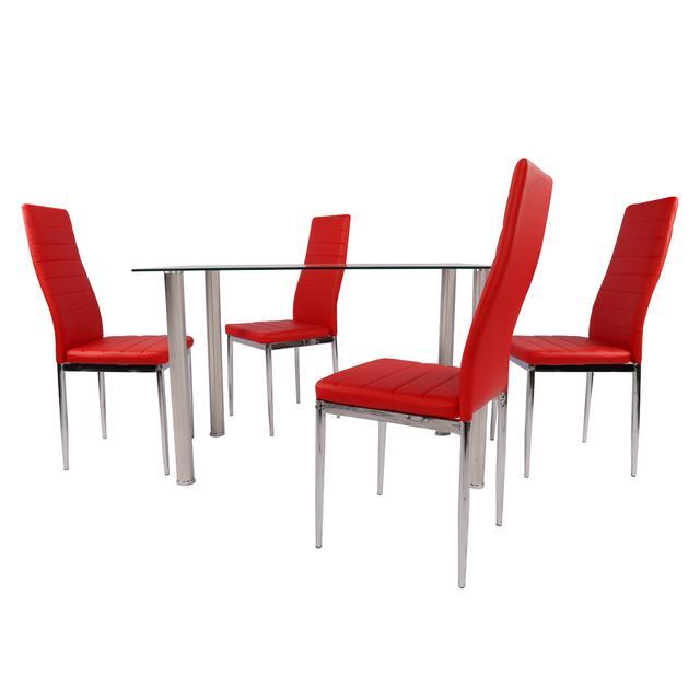 Dining Set Sophi 4 Chairs Red