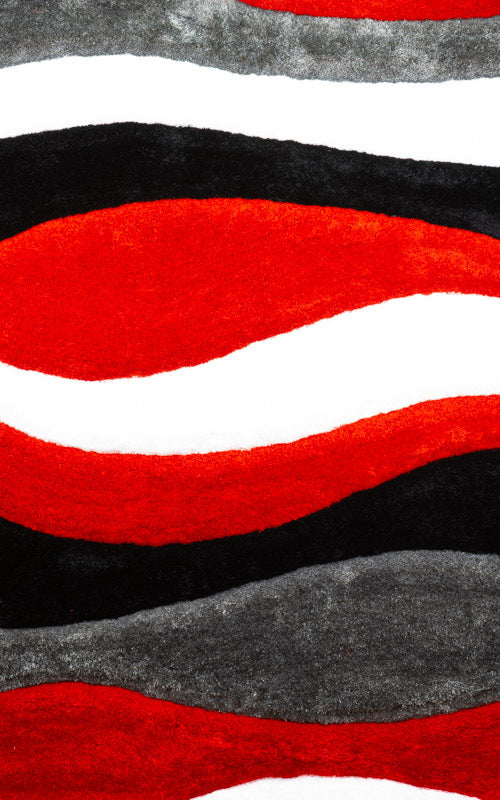 Rug 3D Wavy Shaggy (Red)