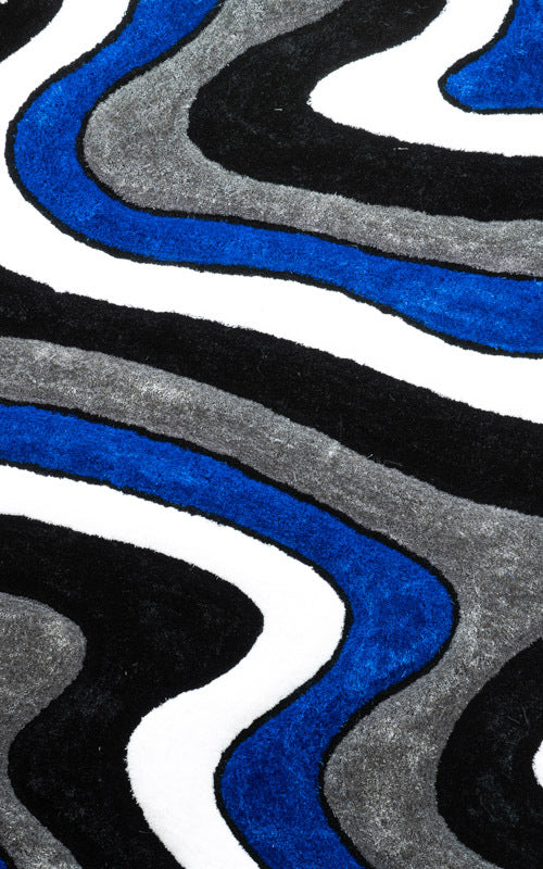 Rug 3D Winding Shaggy (Blue)