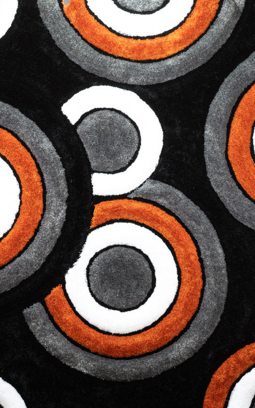 Rug 3D Circles Shaggy (Orange)