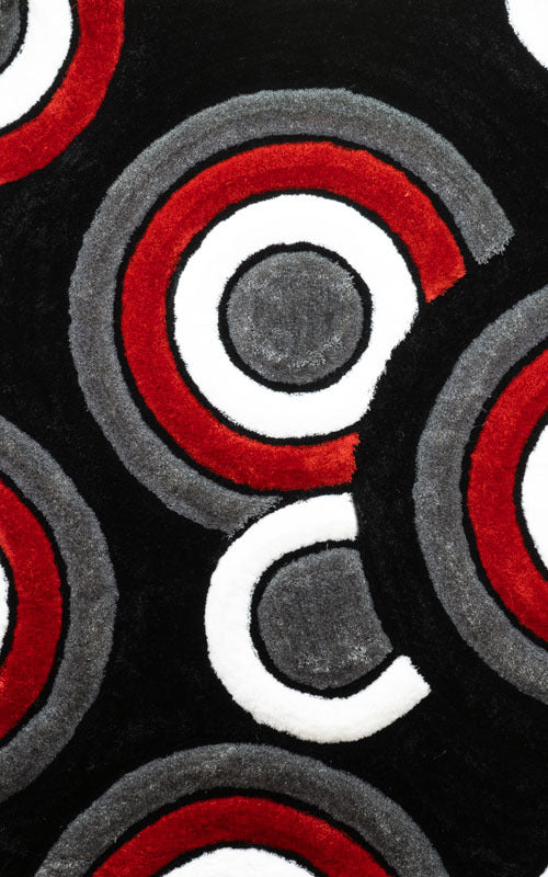 Rug 3D Circles Shaggy (Red)