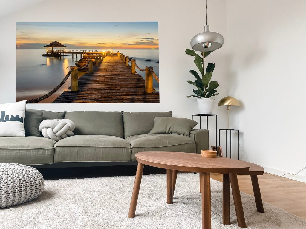 Glass Wall Art 60"x36" Tiki Hut Bridge