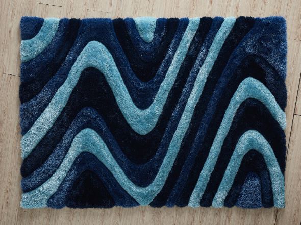 Rug 3D Wavy Shaggy (Blue Aqua)
