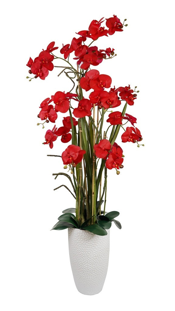 Floor Vase Orchid Arrangement Decor (Red)