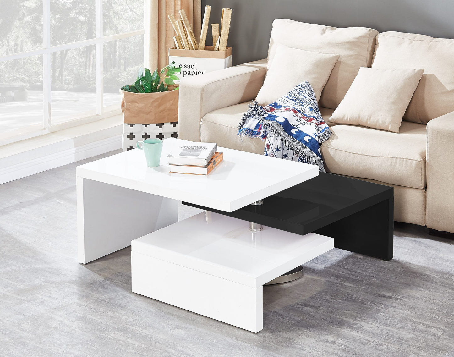 Coffee Table 3040 Glossy Black and White