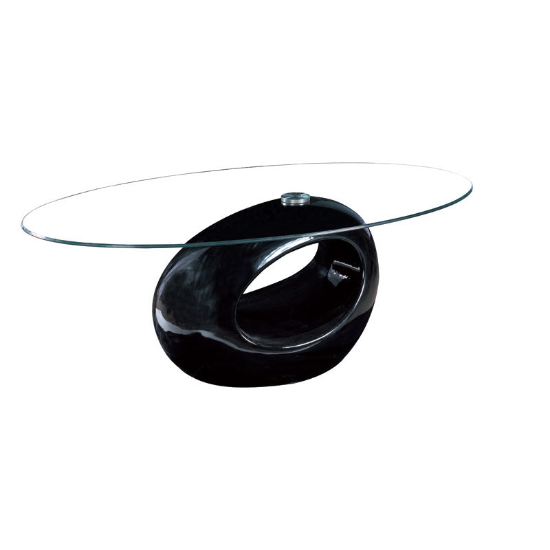 Coffee Table 3000 Glossy Black Clear Top