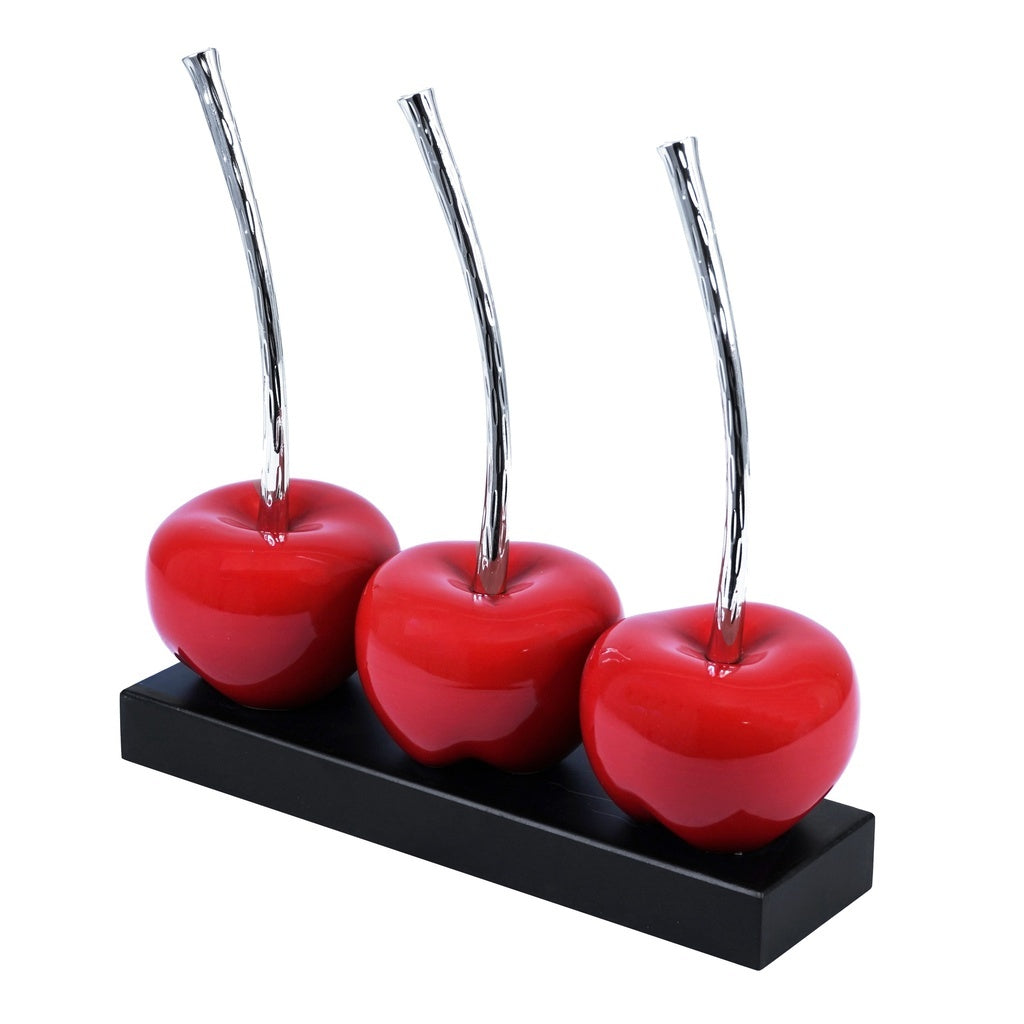 Ceramic 3 Cherries Tabletop Decor (red)