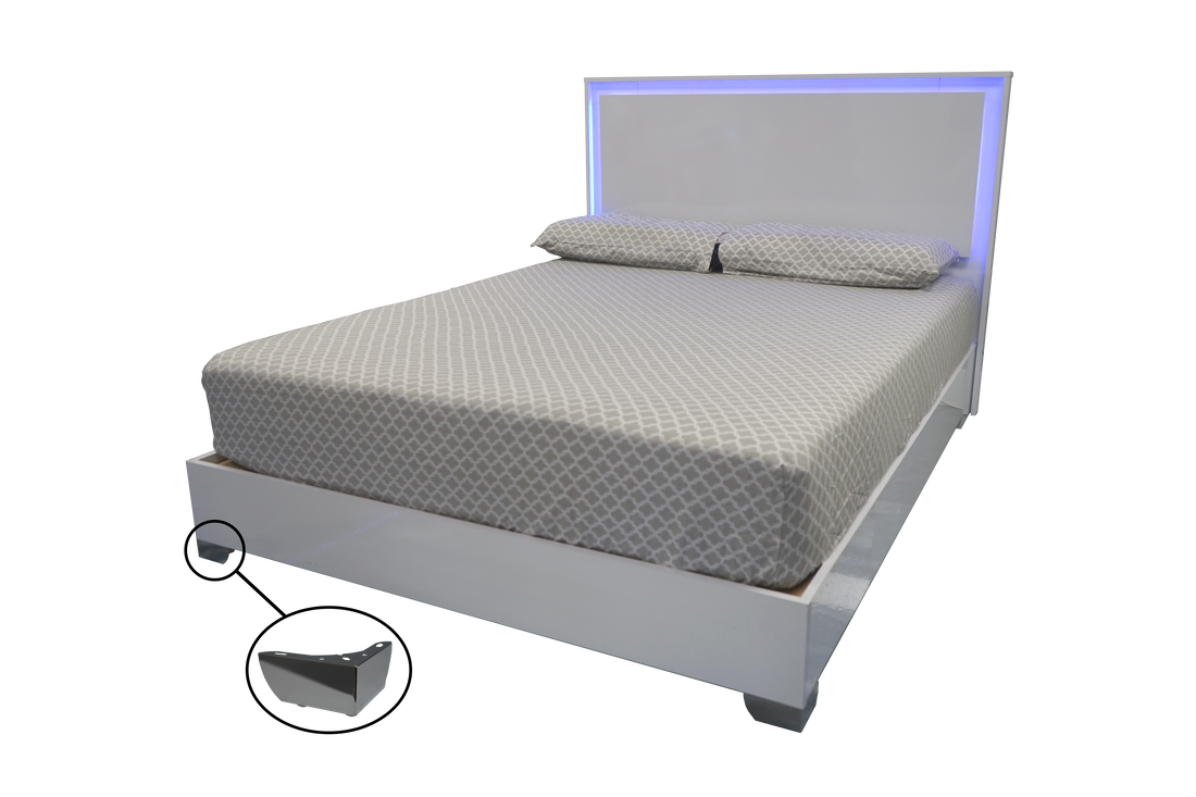 Bed Florence Glossy Platform White Led