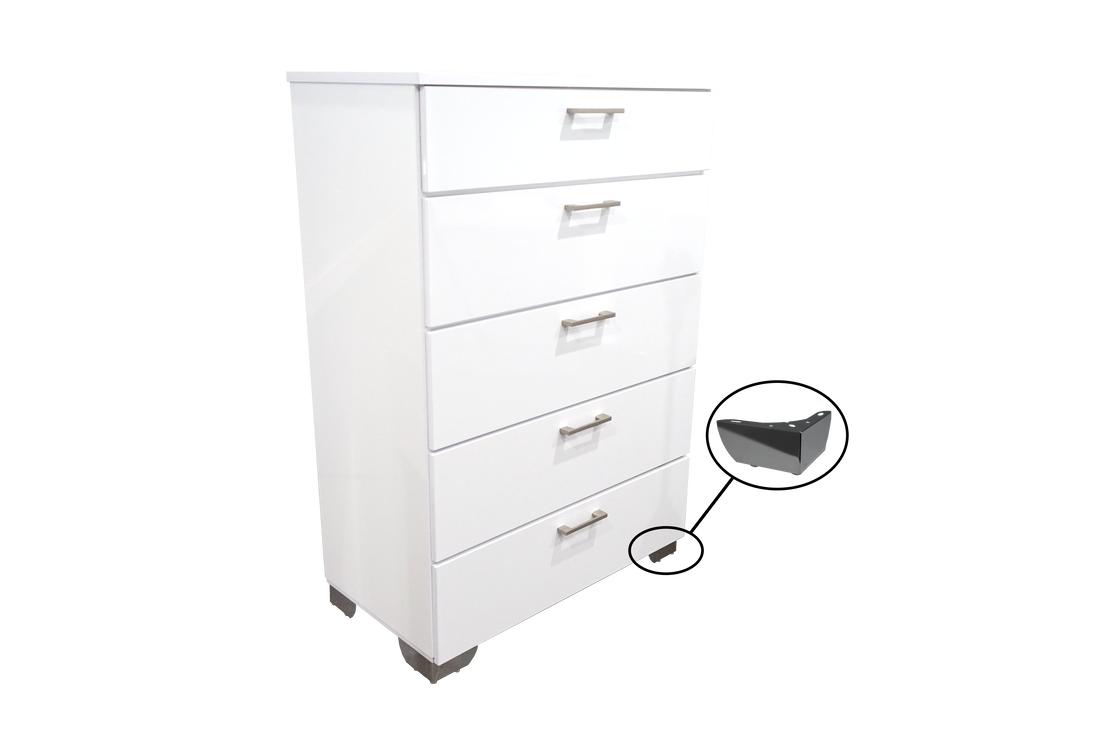 Chest 5 Drawer Florence Glossy White