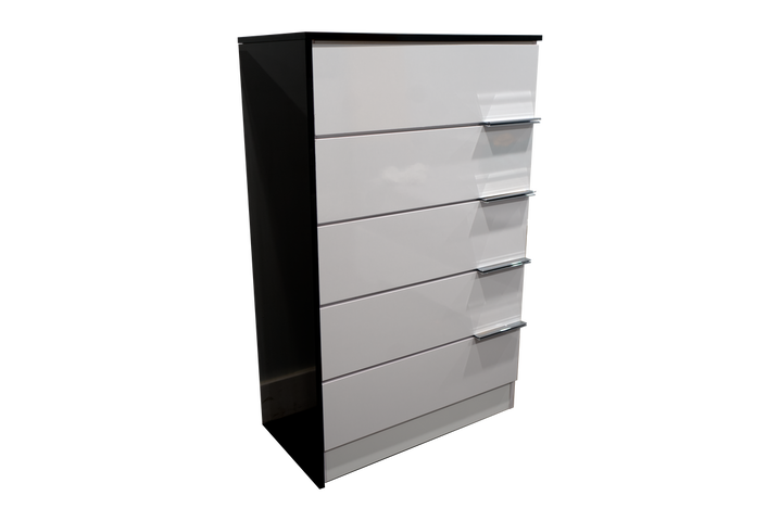 Chest 5 Drawer Manhattan Glossy White and Black