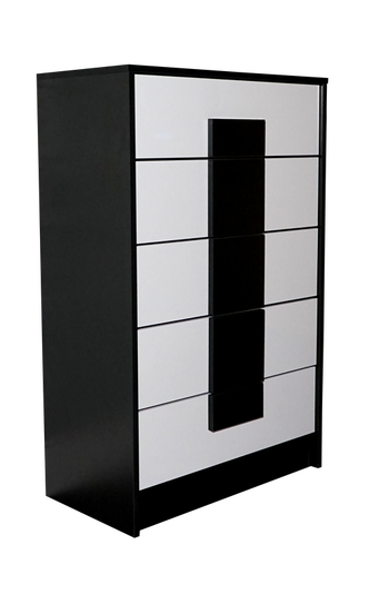 Chest 5 Drawer Paris Glossy White and Black