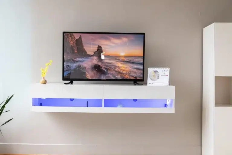 Floating Tv Stand with LED 4806 Wall Mounted White Up to 65" TV