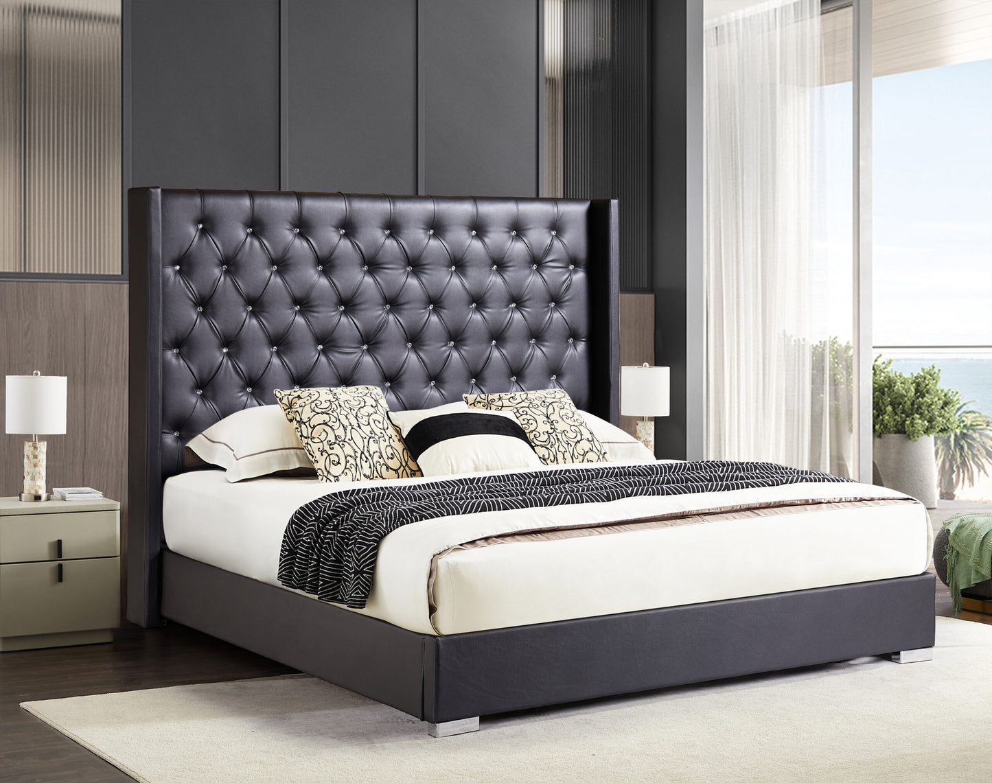 Bed Diamond 8115 Upholstered Black