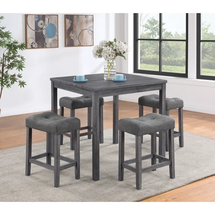 Dining Set Lucian Grey 5 Piece Counter Height Table with Stools