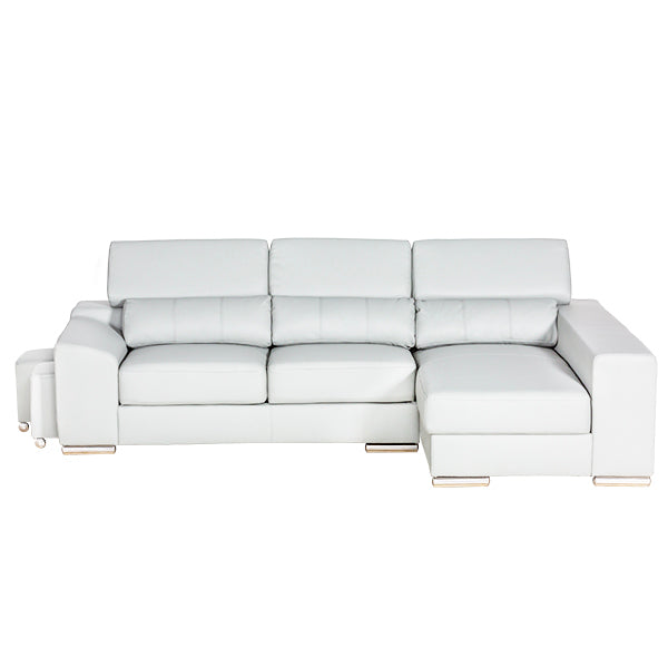 Sectional Sofa London White (RIGHT) with 2 Puffs