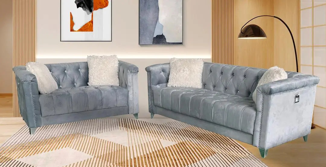 1764 GREY/ 2 PCS SOFA SET