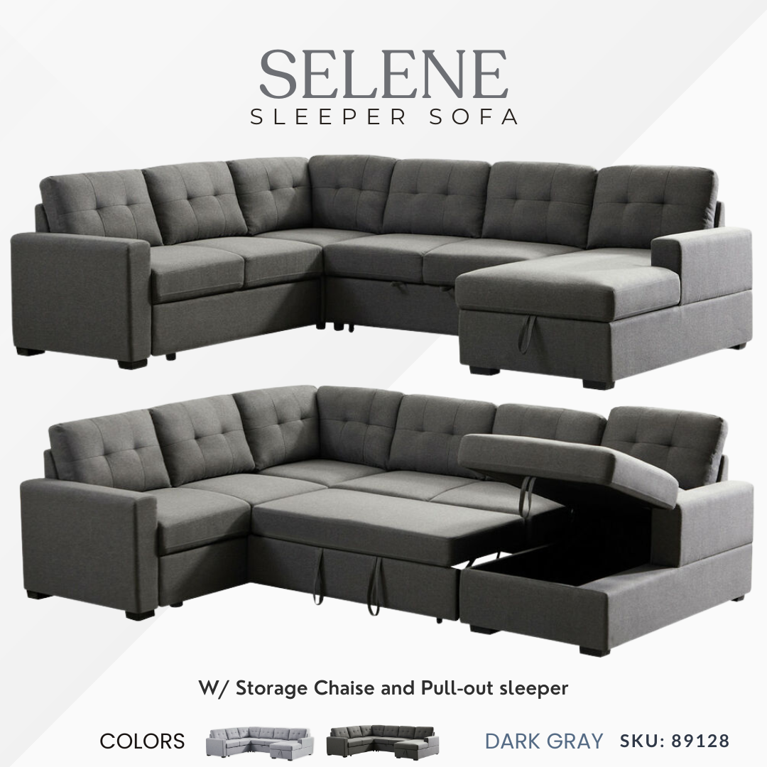 Sleeper Sectional Dark Grey Sofa Bed 89128