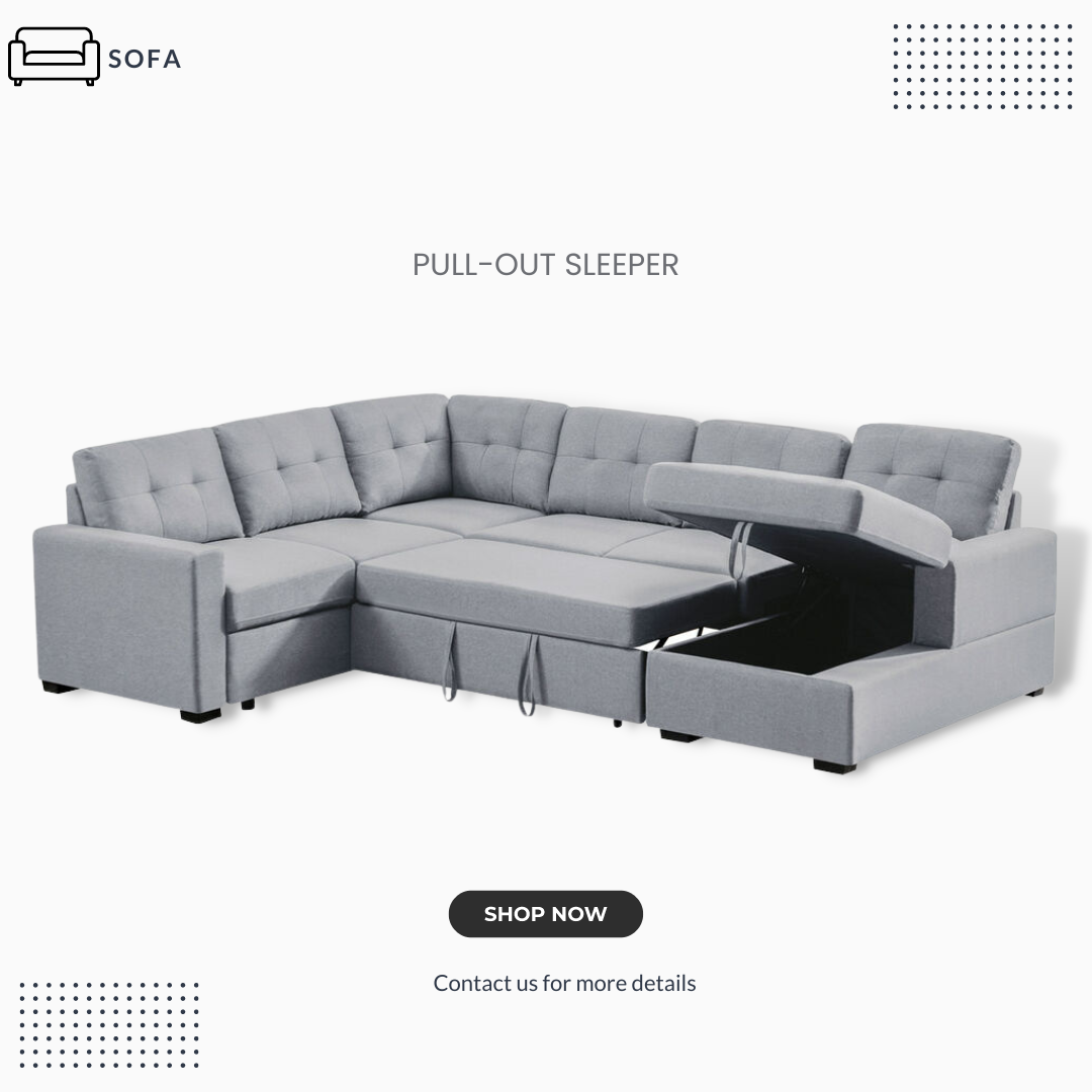 Sleeper Sectional Light Grey Sofa Bed Selene 89129