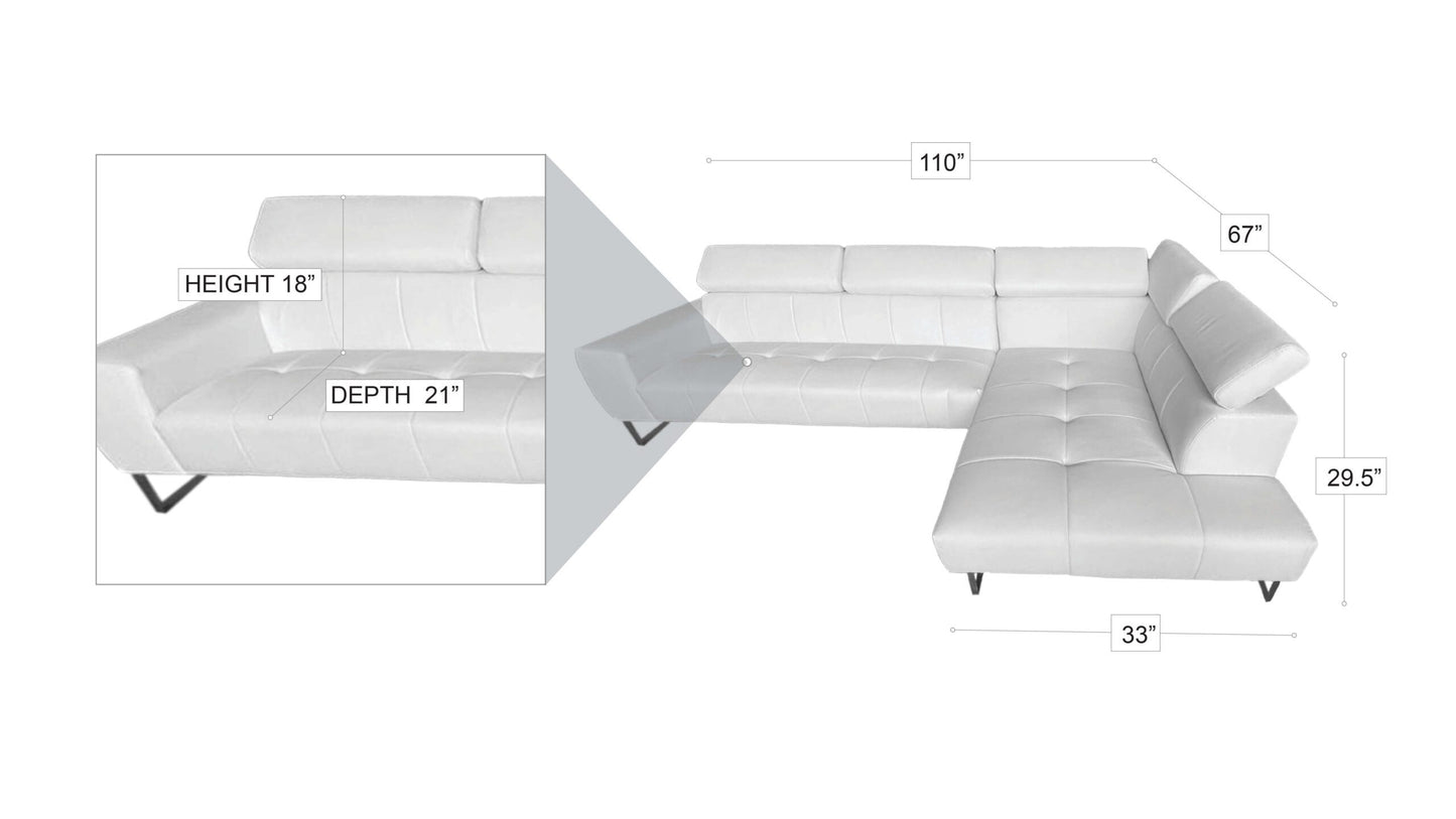 Turin Sectional White RIGHT