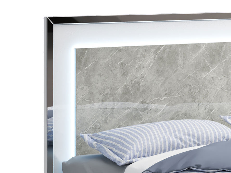 ZARA WHITE MARBLE QUEEN BED