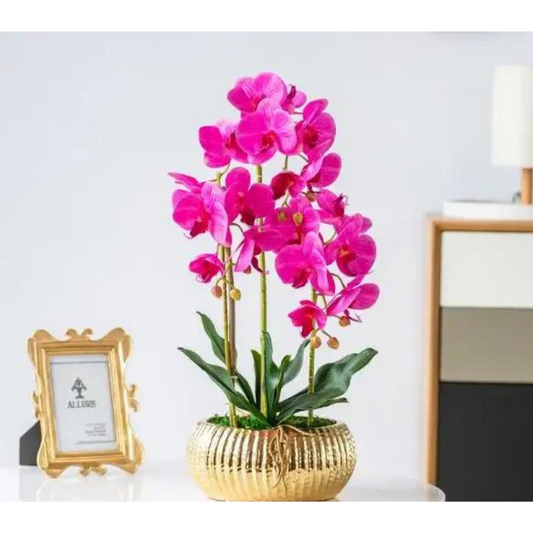 Orchid Arrangement Decor Gold Pot 22"