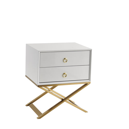 Ecco Nightstand Gold White