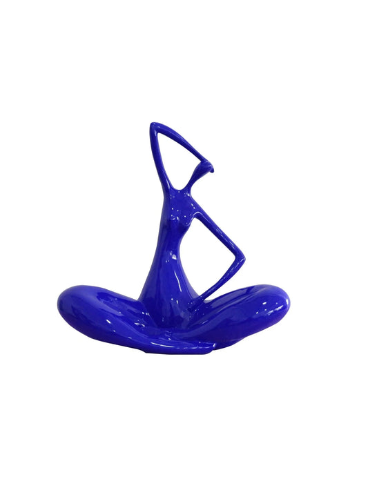 Polystone Sitting Pose Sculpture Blue