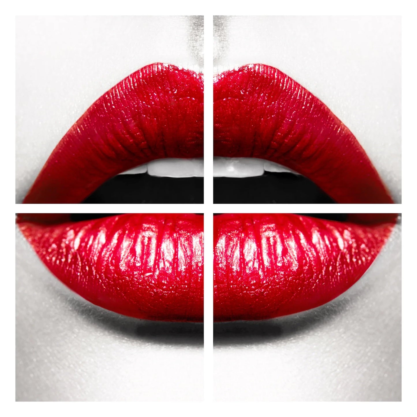 Glass Wall Art 4 Pcs 24" x 24" Red Lips