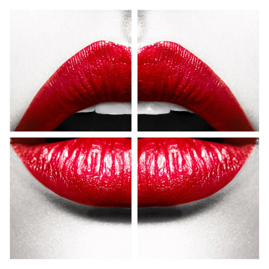 Glass Wall Art 4 Pcs 24" x 24" Red Lips