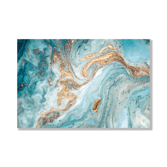 Glass Wall Art48" x 32" Abstract Blue Marble