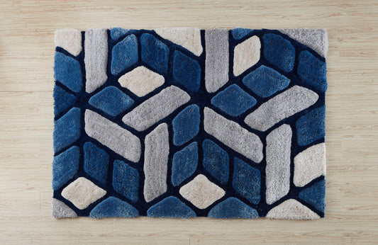 Rug 3D Shaggy (Blue Grey)