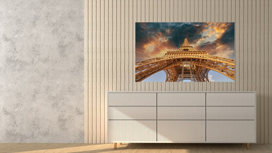 Glass Wall Art 60"x36" Eiffel Tower