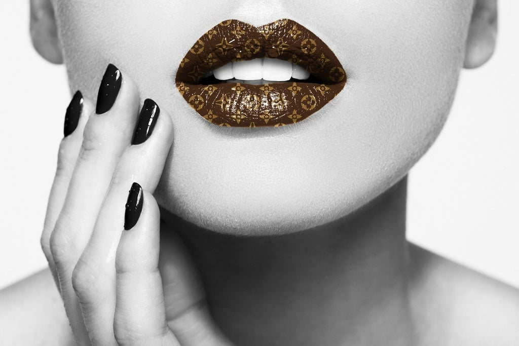 Glass Wall Art 48"x32" LV Luxury Lips