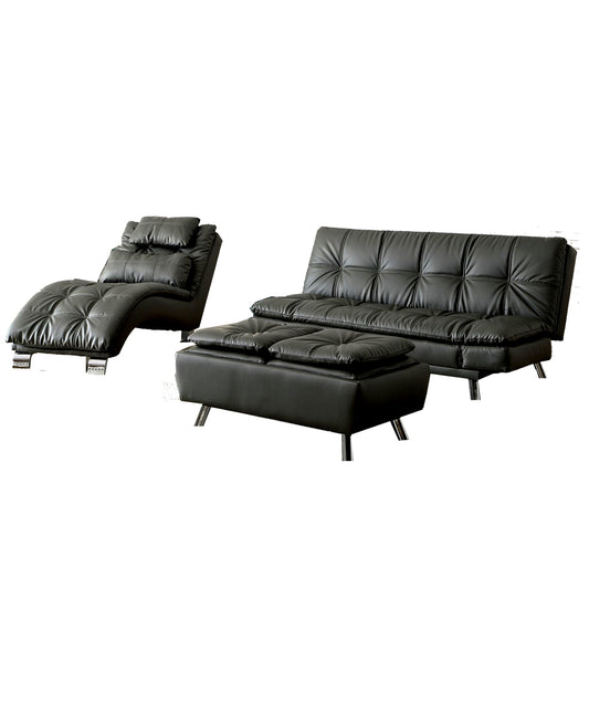 Sofa Set with Ottoman Aylen (Black)