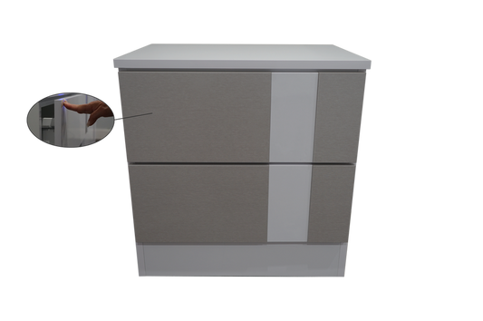 Nightstand Prague Glossy White/Grey Touch Open