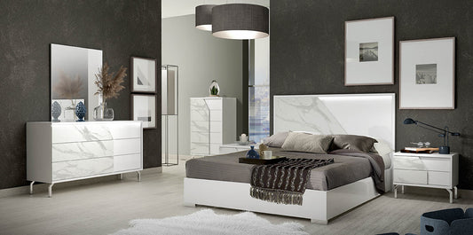 Sofia White Marble Queen BED FRAME