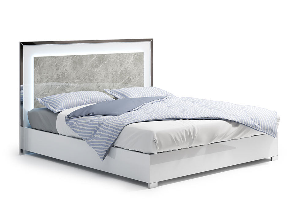 ZARA WHITE MARBLE QUEEN BED